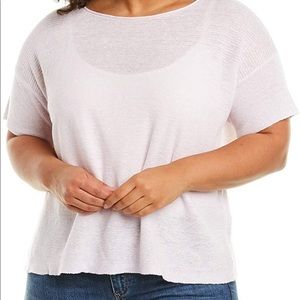 NWT Eileen Fisher Organic Linen Light Pink/Cream short sleeve